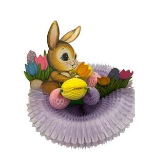 Beistle Vintage 1979 Easter Bunny Nest Honeycomb and Cardboard Centerpiece